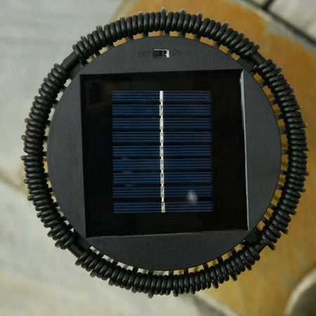 Lanterna-Solare-da-Giardino-LED-con-Pannello-di-Ricarica-in-Rattan-e-Metallo-,-Ø21.5x61cm,-Nero-XN5866-066BKXN5