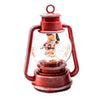 Lanterna natalizia rossa innevata con luci e musica per decorazioni natalizie