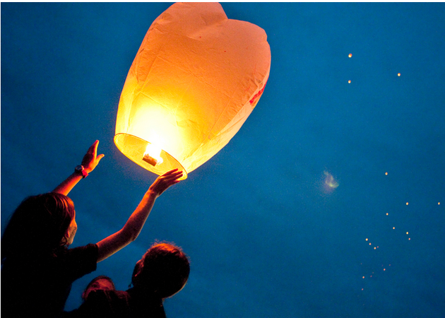 Mongolfiera lanterna colore bianco per matrimoni ed eventi h 80 cm