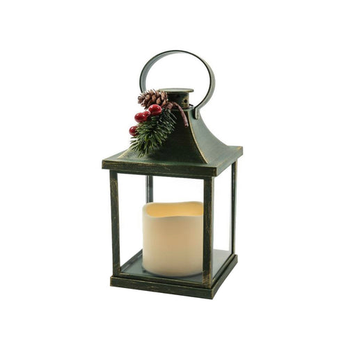 Lanterna natalizia in plastica con candela led per decorazioni natalizie