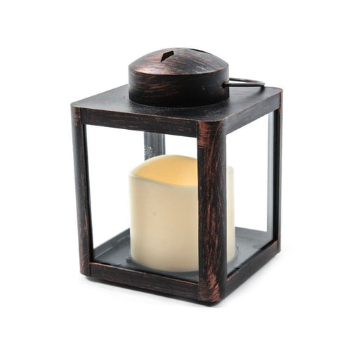 Lanterna natalizia in plastica con candela led per decorazioni natalizie h 17 cm