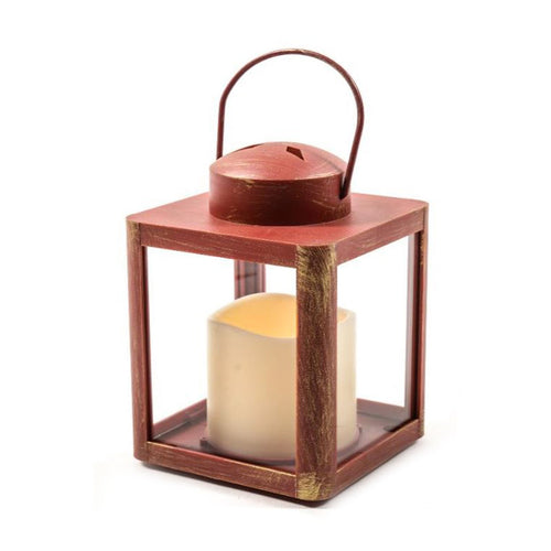 Lanterna natalizia in plastica con candela led per decorazioni natalizie h 17 cm