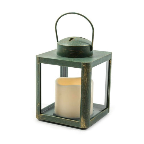 Lanterna natalizia in plastica con candela led per decorazioni natalizie h 17 cm