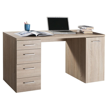 Scrivania con 5 cassetti, postazione porta PC da ufficio e cameretta 140 cm Made in Italy