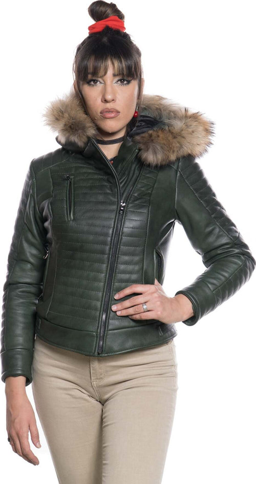 Lasmara---Piumino-Donna-Verde-in-vera-pelle
