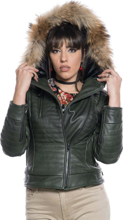 Lasmara---Piumino-Donna-Verde-in-vera-pelle