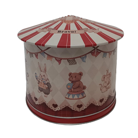 Barattolo in latta con carillon decorazione natalizia h 16 cm