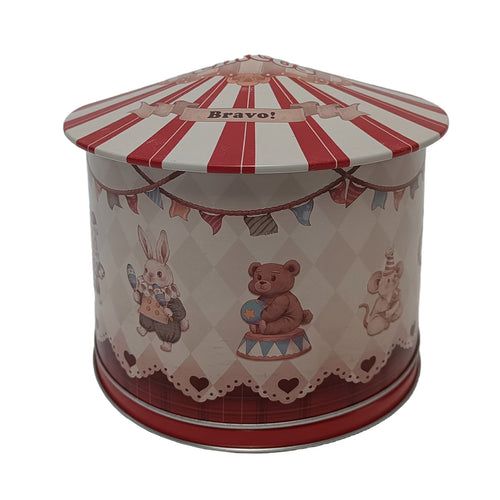 Barattolo in latta con carillon decorazione natalizia h 16 cm