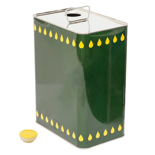 Lattina per olio con tappo, in metallo, a banda stagna.