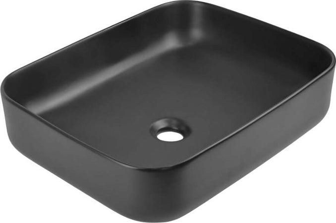 Lavabo-Appoggio-Ceramica-Nero-Rettangolare-Lavandino-Arredo-Bagno-50x39x13-Cm