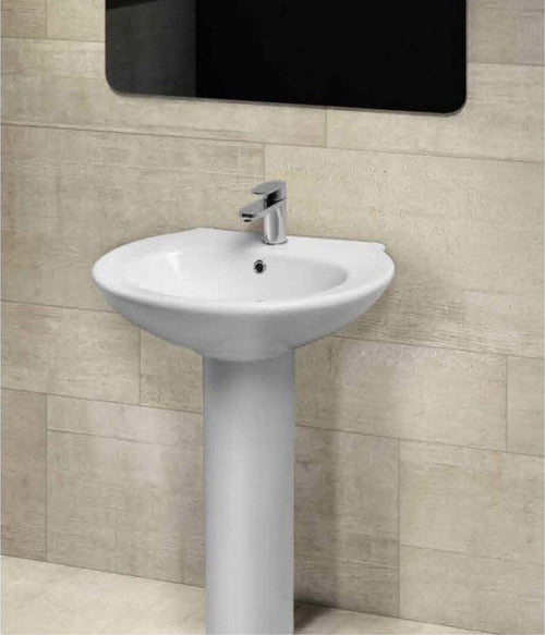 Lavabo con Colonna per Bagno Serie Dark Ceramica Bianca Ogomondo Fai da te/Attrezzature per cucine e bagni/Attrezzature per bagni/Lavandini bagno/Lavabi Ogomondo - Martina Franca, Commerciovirtuoso.it
