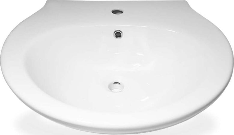 Lavabo con Colonna per Bagno Serie Dark Ceramica Bianca Ogomondo Fai da te/Attrezzature per cucine e bagni/Attrezzature per bagni/Lavandini bagno/Lavabi Ogomondo - Martina Franca, Commerciovirtuoso.it