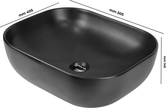 Lavabo-Da-Appoggio-Ceramica-Nero-Ovale-Lavandino-Arredo-50,5x40,5x14-Cm