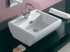 Lavabo Da Appoggio In Ceramica Monoforo Moderno Con Troppo Pieno Serie Ice Applicazione Appoggio 45x40 Cm
