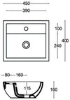 Lavabo Da Appoggio In Ceramica Monoforo Moderno Con Troppo Pieno Serie Ice Applicazione Appoggio 45x40 Cm