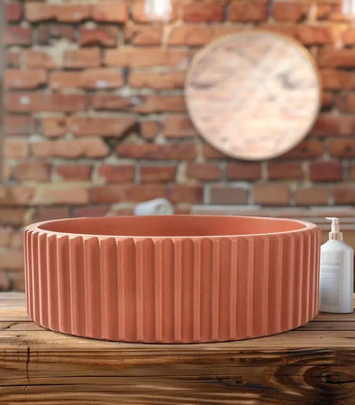 Lavabo Da Appoggio In Cemento - Oyster Red