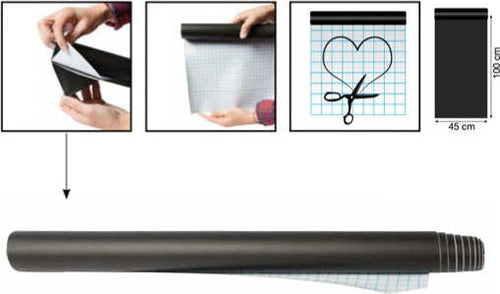 Lavagna adesiva in rotolo - 100x45 cm - nero - Securit Cancelleria e prodotti per ufficio/Archivio ufficio e accessori per scrivania/Lavagne e bacheche/Lavagne Eurocartuccia - Pavullo, Commerciovirtuoso.it