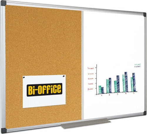 Lavagna combinata - 60 x 90 cm - bianco- sughero - Bi-Office Cancelleria e prodotti per ufficio/Archivio ufficio e accessori per scrivania/Lavagne e bacheche/Lavagne Eurocartuccia - Pavullo, Commerciovirtuoso.it