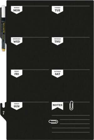 Lavagna da parete Weekplanner - 30x45 cm - nero - Securit Cancelleria e prodotti per ufficio/Archivio ufficio e accessori per scrivania/Lavagne e bacheche/Lavagne Eurocartuccia - Pavullo, Commerciovirtuoso.it