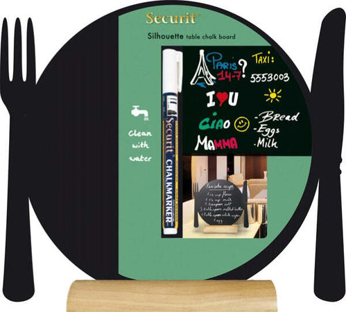 Lavagna da tavolo Silhouette - 24x25 cm - forma piatto - nero - Securit Cancelleria e prodotti per ufficio/Archivio ufficio e accessori per scrivania/Lavagne e bacheche/Lavagne Eurocartuccia - Pavullo, Commerciovirtuoso.it