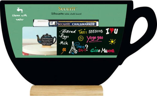 Lavagna da tavolo Silhouette - 33 5x21 5 cm - forma tazza - nero - Securit Cancelleria e prodotti per ufficio/Archivio ufficio e accessori per scrivania/Lavagne e bacheche/Lavagne Eurocartuccia - Pavullo, Commerciovirtuoso.it