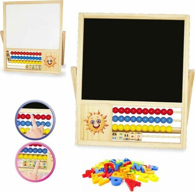 Lavagna-Giocattolo-Per-Bambini-2-Facce-Con-Pallottoliere-E-Lettere-Magnetiche