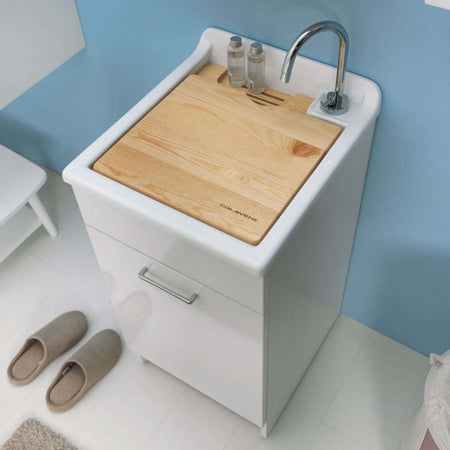 Lavatoio-Colavene-Jollywash-45X60-Con-Cestello-e-Tavola-Lavapanni-In-Legno