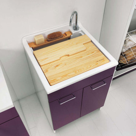 Lavatoio-Colavene-Swash-50X50-Con-Tavola-Lavapanni-In-Legno
