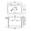Lavello appoggio 80x50 50 series 2 vasche n214