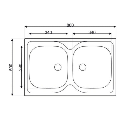 Lavello appoggio 80x50 50 series 2 vasche n214