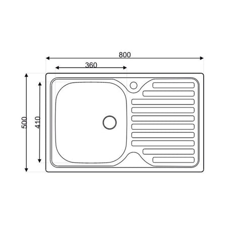 Lavello appoggio 80x50 SA216 1 vasca e gocciolatoio sinistro