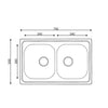 Lavello 79x50 Classic 170 incasso doppia vasca