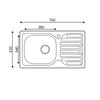 Lavello incasso SA07 una vasca con gocciolatoio destro 43.5x76 cm. inox