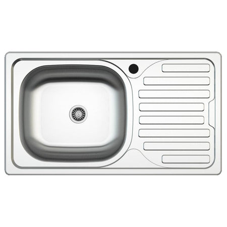 Lavello incasso SA07 una vasca con gocciolatoio destro 43.5x76 cm. inox