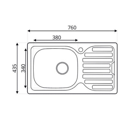 Lavello incasso SA07 una vasca con gocciolatoio sinistro 43.5x76 cm. inox