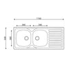 Lavello 116x50 SA138 2 vasche e gocciolatoio destro
