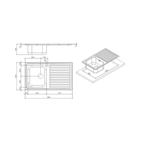 Lavello SAXT331A 86x50 cm destro