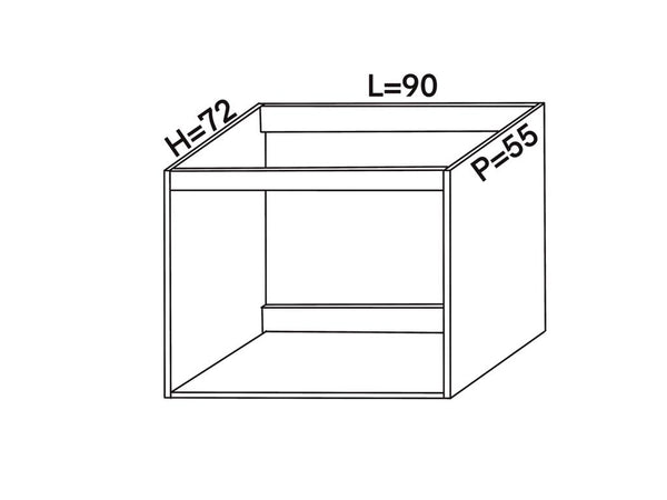 Base per lavello d'appoggio spedizione in kit Lunghezza 90 Profondità 55 Altezza 72 esclusi piedini Altezza piedini 10 cm in colore noce