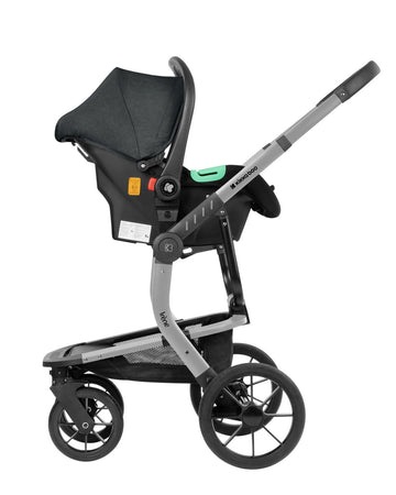 KIKKABOO Trio Completo IRENE, colore DARK GREY composto da Culla Navicella + Seggiolino Auto i-Size (40-87 cm) + Passeggino