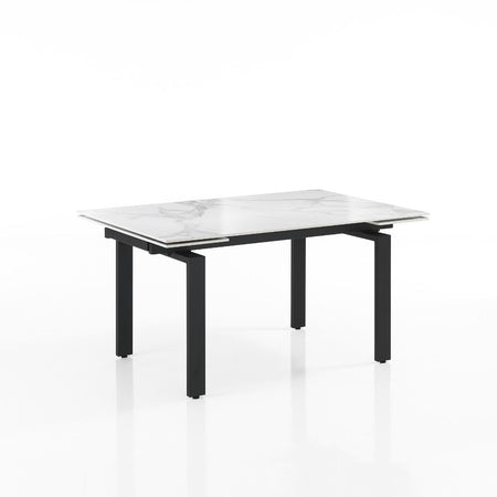Tavolo "Antares" con gambe in metallo e piano in marmo, design moderno, 140/200 x 90 x h 76 cm