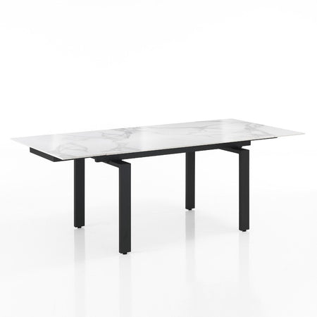 Tavolo "Antares" con gambe in metallo e piano in marmo, design moderno, 140/200 x 90 x h 76 cm