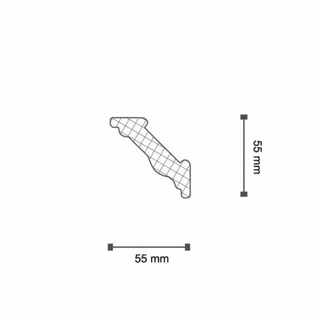 €1,10ml *** STOCK *** Pacco da 96ml di cornice decorativa in polistirene compatto XPS 55X55x2000 LD18G Eternal Parquet