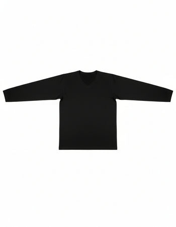 Leable Maglia intima uomo manica lunga in cotone Interlok con collo a punta Bianco/Nero Art.204/348 (3 Pezzi)