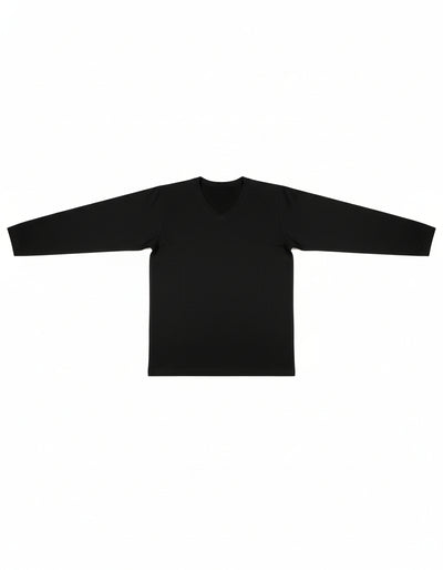 Leable Maglia intima uomo manica lunga in cotone Interlok con collo a punta Bianco/Nero Art.204/348 (3 Pezzi)