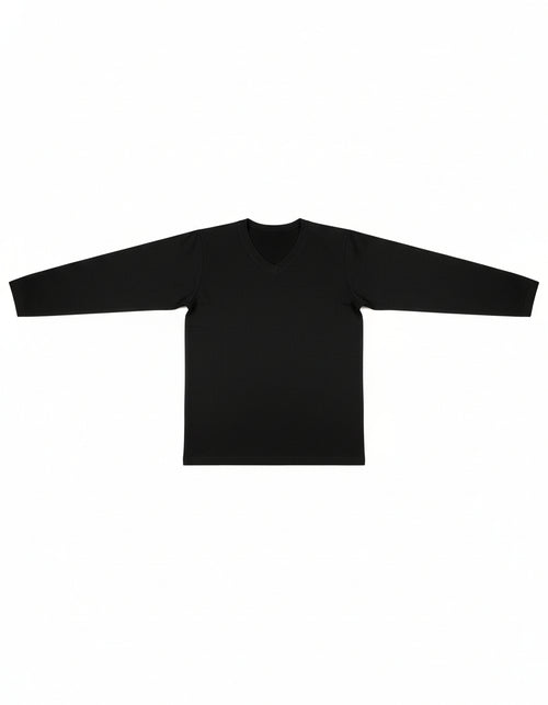 Leable Maglia intima uomo manica lunga in cotone Interlok con collo a punta Bianco/Nero Art.204/348 (3 Pezzi)