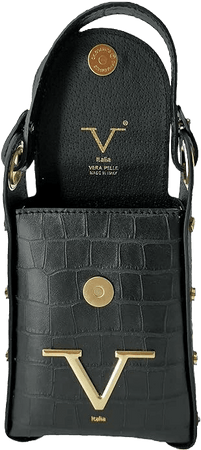V Italia Versace Borsa Donna Leather Bag Nera Oro Mini Bag