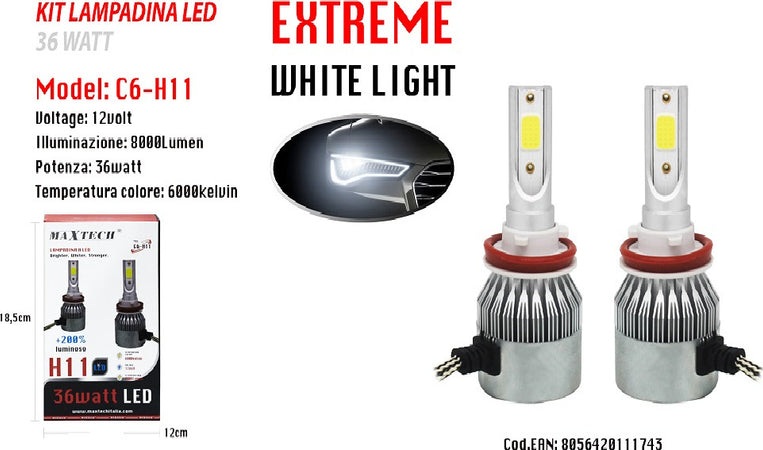 Lampade LED Per Auto E Moto | H4 6000K | Luce Bianca | Coppia | Facile Installazione