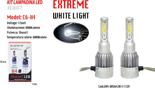 Led-Auto-E-Moto-Lampade-Fari-Maxtech-H4-C6-Kit-Lampadine-36w-Luce-Bianca-6000k