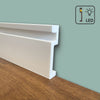Battiscopa Quadro predisposizione LED in POLIMERI linea BASICBOARD  100x20mm - BIANCO pitturabile (prezzo al metro)