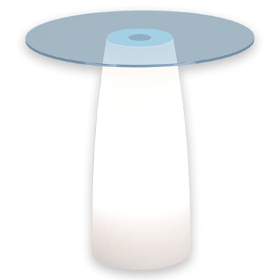 Tavolino Break Led luminoso con piano in vetro per esterno Made in Italy Ø 70 cm